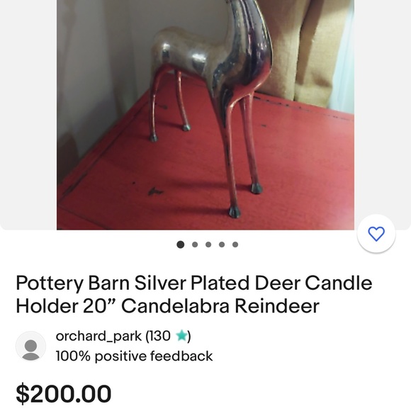 Pottery Barn Holiday Rare Pottery Barn Silver Plated Deer Candle